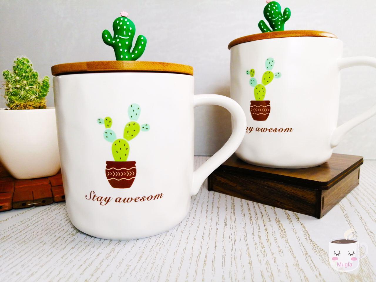 ماگ کاکتوس درب چوبی